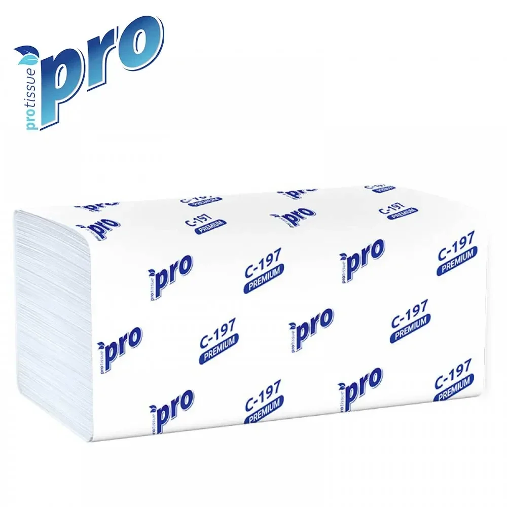 Полотенца двухслойные Z-сложения "Protissue" Premium 24 х 22,5 см, плотность 18 г/м2 целлюлоза, 190 л