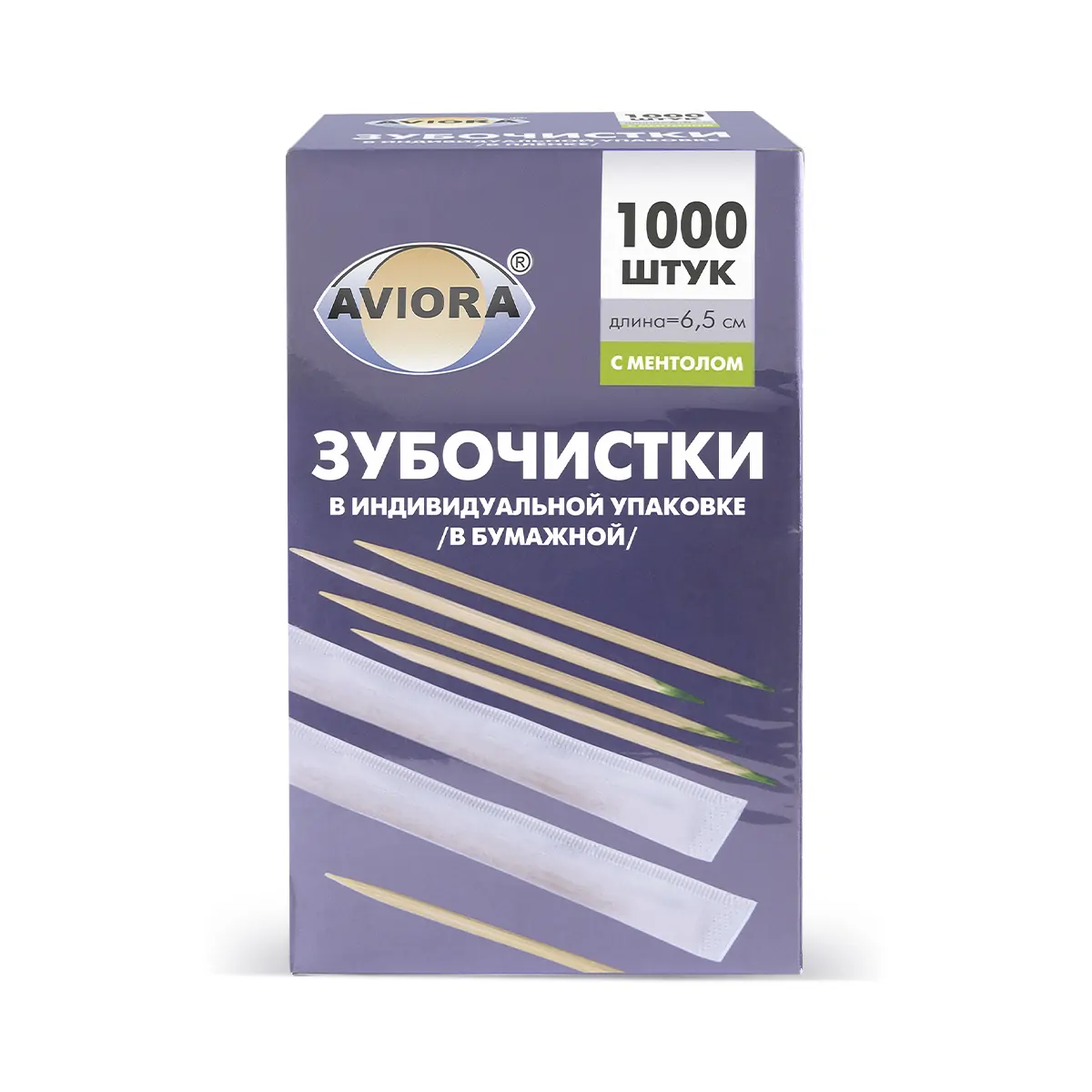 Зубочистки Бамбуковые Aviora Ментоловые в ПП упаковке 1000 шт