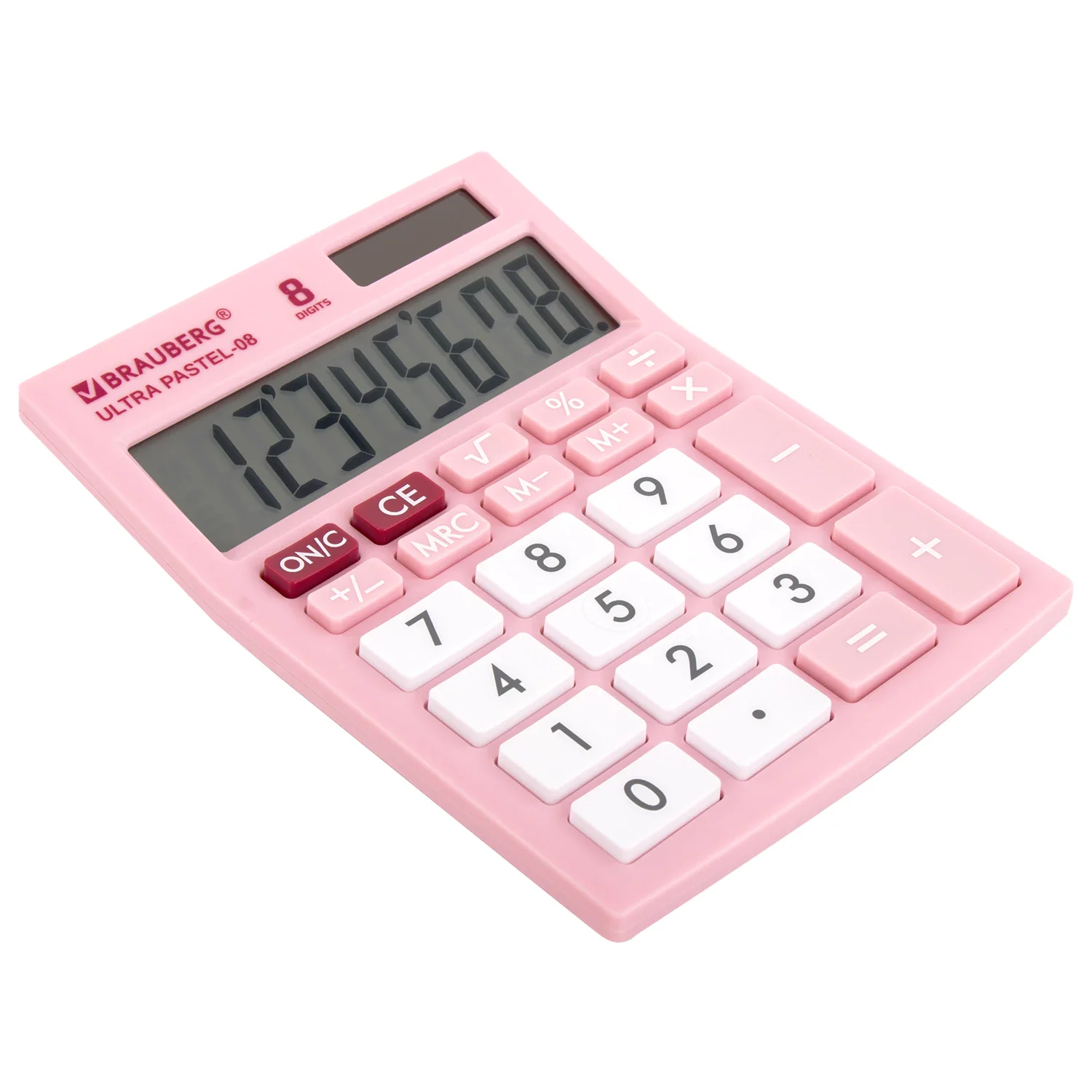 Калькулятор настольный BRAUBERG ULTRA PASTEL-08-PK, КОМПАКТНЫЙ (154x115 мм), 8 разрядов, двойное питание, РОЗОВЫЙ