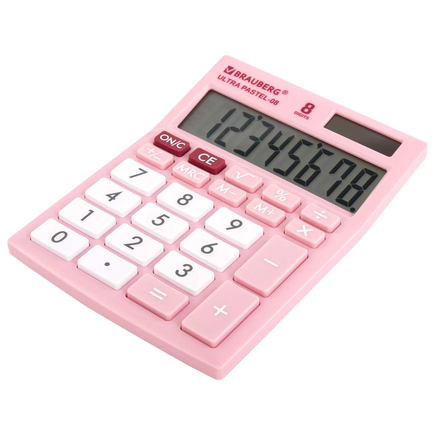 Калькулятор настольный BRAUBERG ULTRA PASTEL-08-PK, КОМПАКТНЫЙ (154x115 мм), 8 разрядов, двойное питание, РОЗОВЫЙ