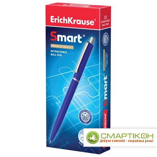 Авторучка шариковая ERICH KRAUSE Smart, корпус синий, чернила синие