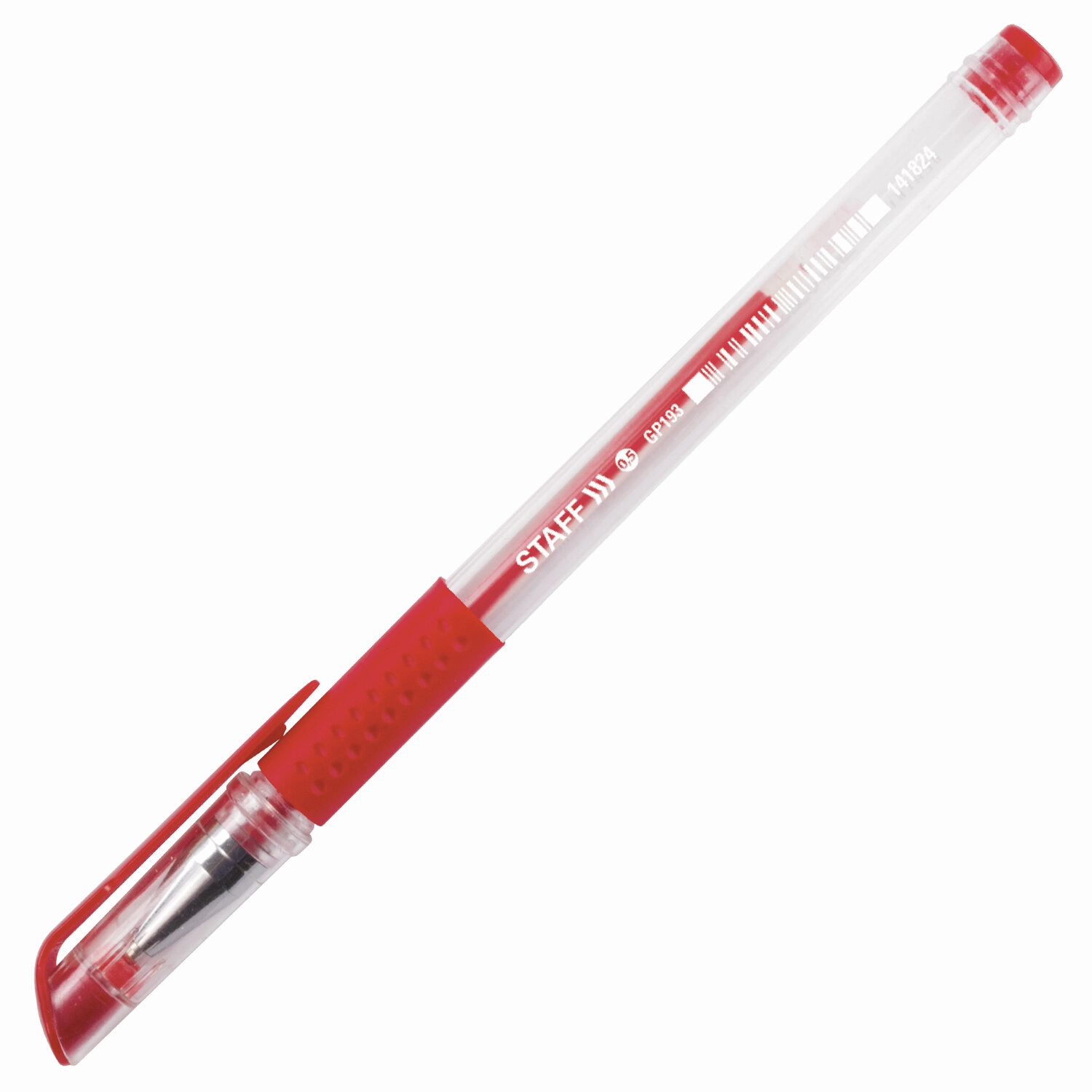 Ручка гелевая с грипом STAFF EVERYDAY GP-193, чернила красные