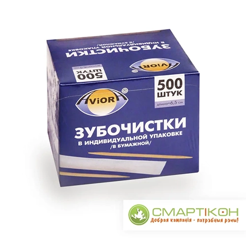 Зубочистки Бамбуковые Aviora в бумажной упаковке 500 шт