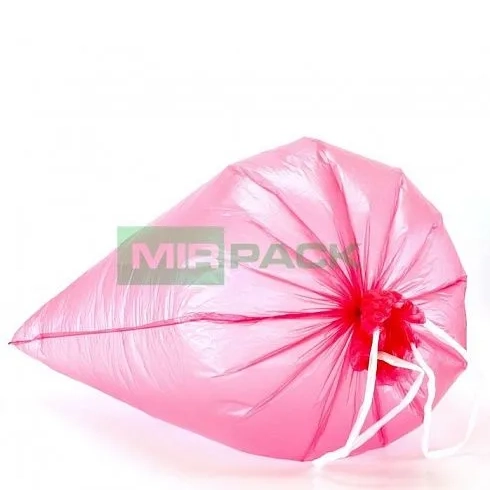 VIP Пакеты для мусора MIRPACK с завязками 35л рулон 15шт, 18 мкм, красные