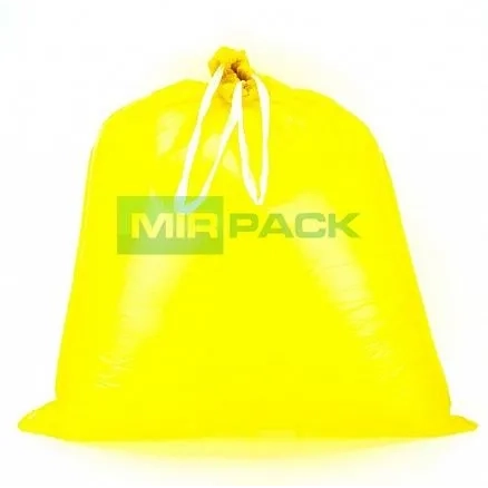 Пакеты для мусора MIRPACK с завязками DELUXE желтые 35 л 35 мкм 10 шт